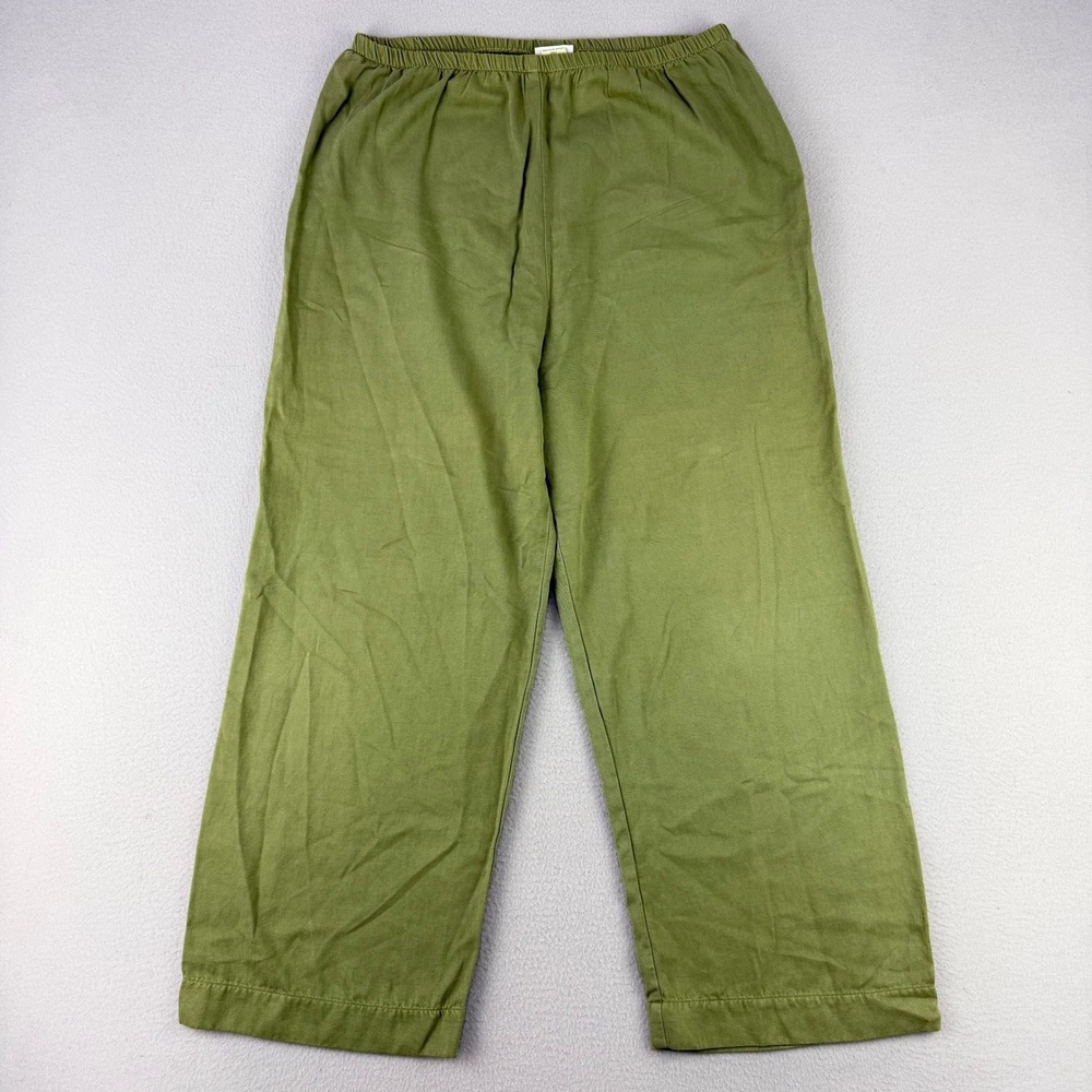 VTG Habitat Wide Leg Pants Womens M Green Casual Elastic Waist USA Lagenlook